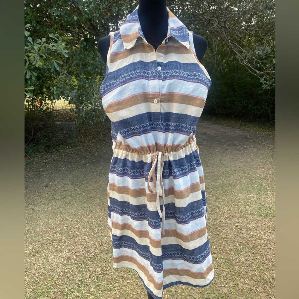 NWT Mud Pie Savannah Boho Clinched Waist Shirt Dress Size Medium